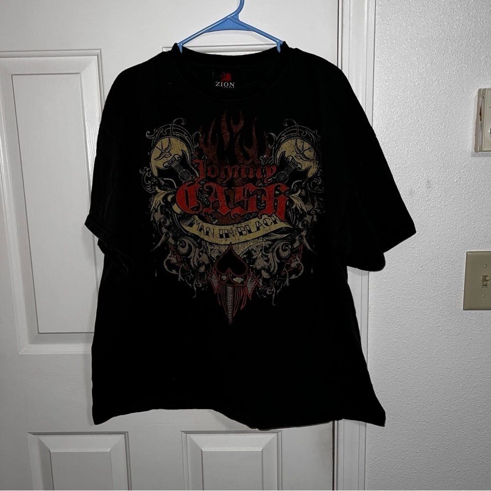 ♤Johnny Cash♤  Graphic Zion T Shirt Man in Black Size 3X Short Sleeve Shirt